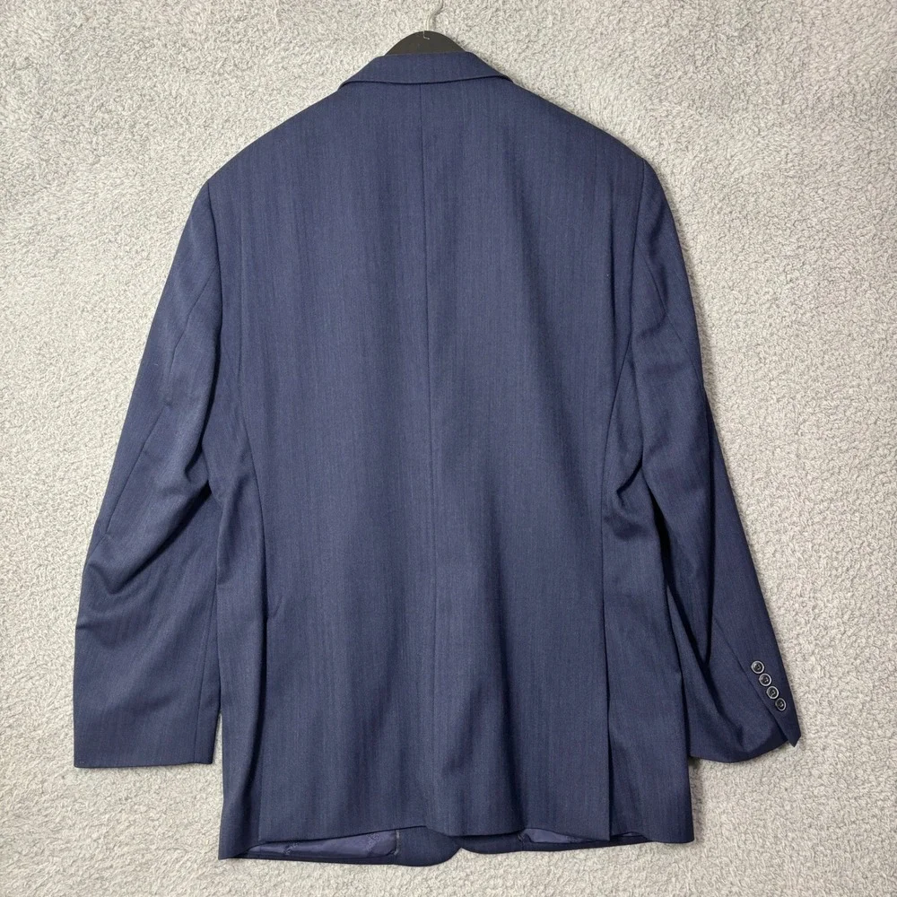 Jos A Bank 1905 Navy Blue Herringbone Wool Blazer 43L brrr Comfort Jacket